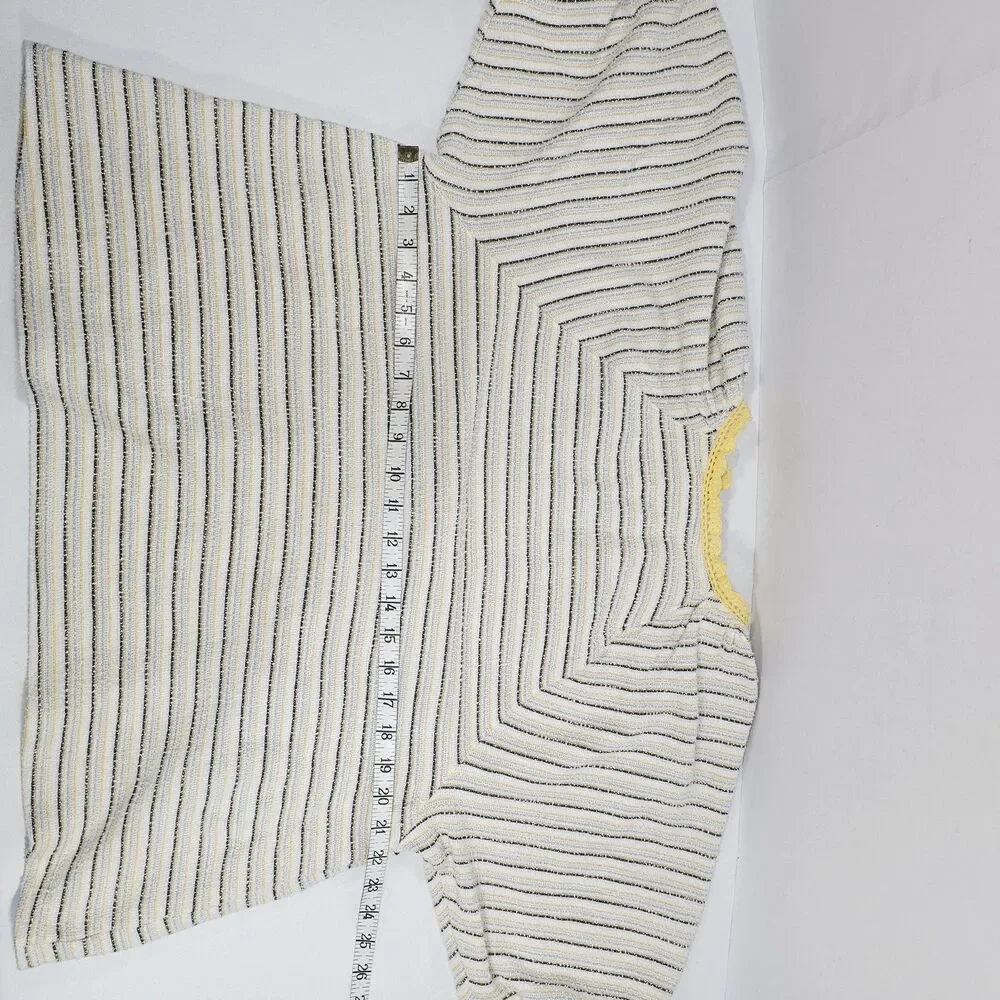 Free People Tropic Stripe Cotton Tie Front  Top M Cottagecore Boho Oversized